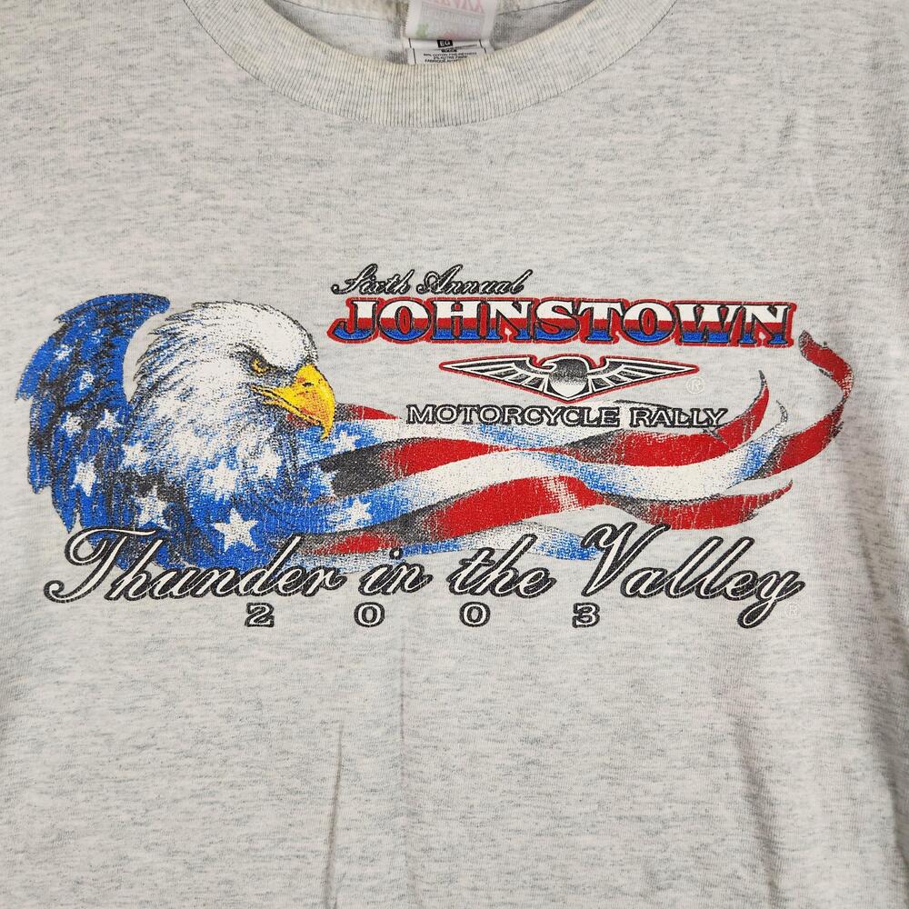 Vintage Johnstown Thunder In The Valley Shirt Mens XL Motorcycle Rally 2003 Moto